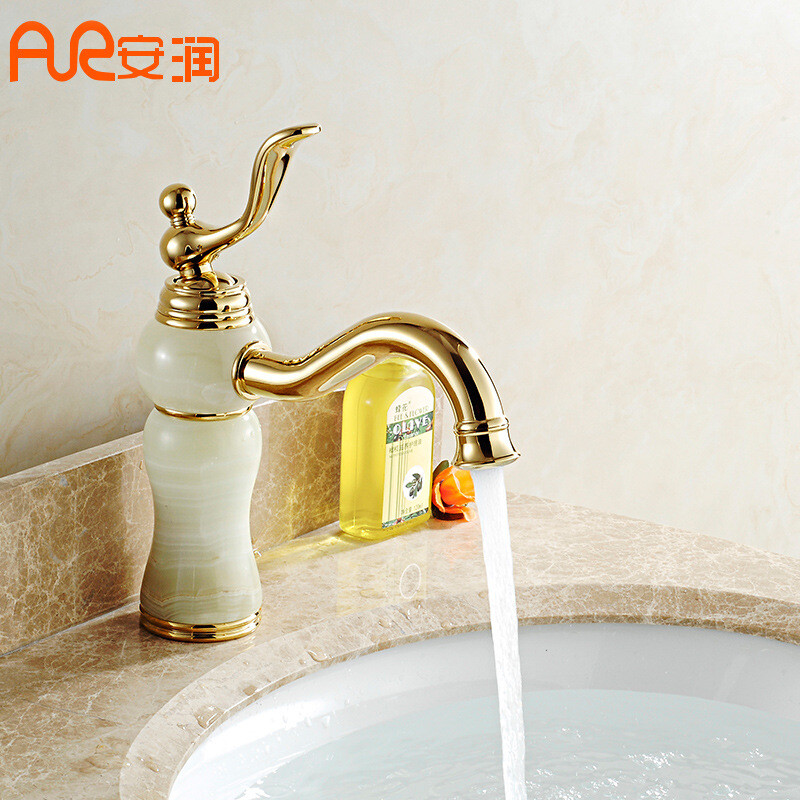安潤 單孔冷熱水龍頭銅歐式浴室洗臉盆水嘴衛生間水暖潔具 A6